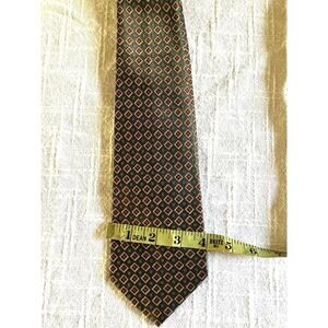 Luigi Valentino Men's Tie Blue and Red Hand Made Geometric Design
